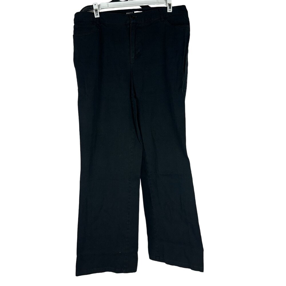 Focus Lifestyle Womens Size 12 Black Wide Leg Pants Cotton Blend Classic Fit